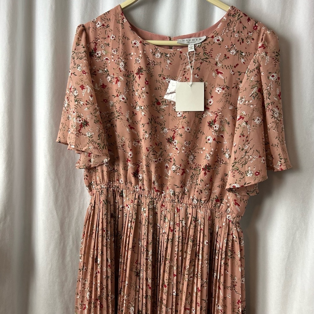 New Hayden Lisa Angeles Size L ditsy floral pleated maxi cottage dress prairie - Picture 3 of 6